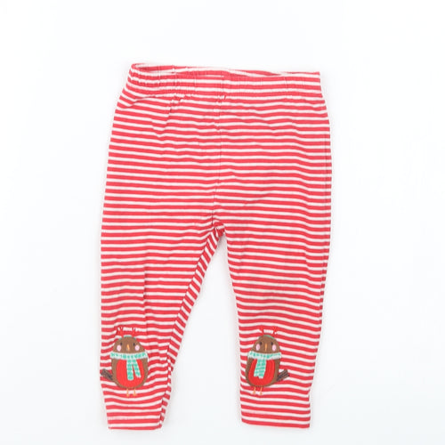 TU Girls Red Striped  Capri Trousers Size 12-18 Months  - Christmas