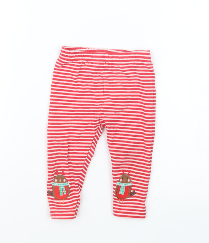 TU Girls Red Striped  Capri Trousers Size 12-18 Months  - Christmas