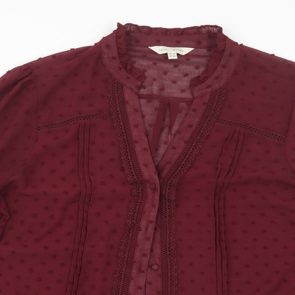 Love & Roses Womens Purple   Basic Button-Up Size 18