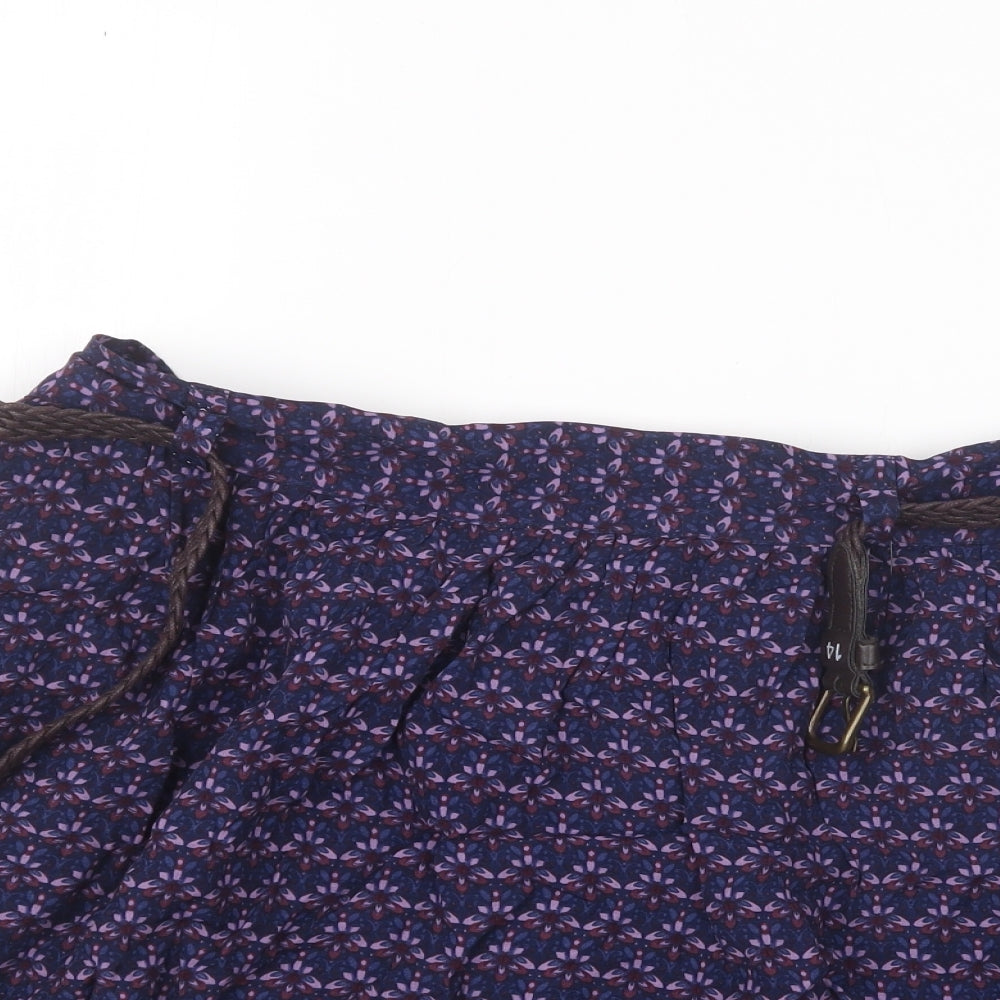 Marks and Spencer Womens Purple Floral  A-Line Skirt Size 14