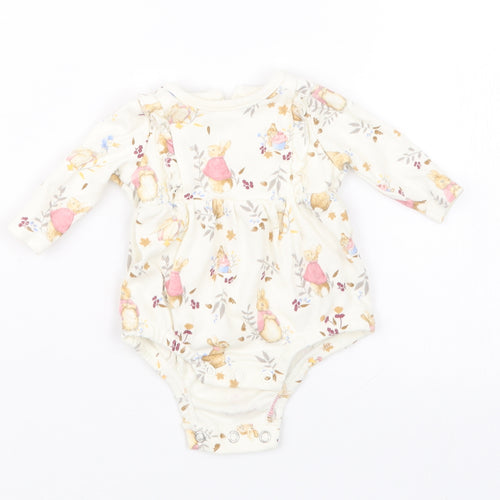 Morrisons Girls Beige Geometric  Babygrow One-Piece Size Newborn  - Peter Rabbit