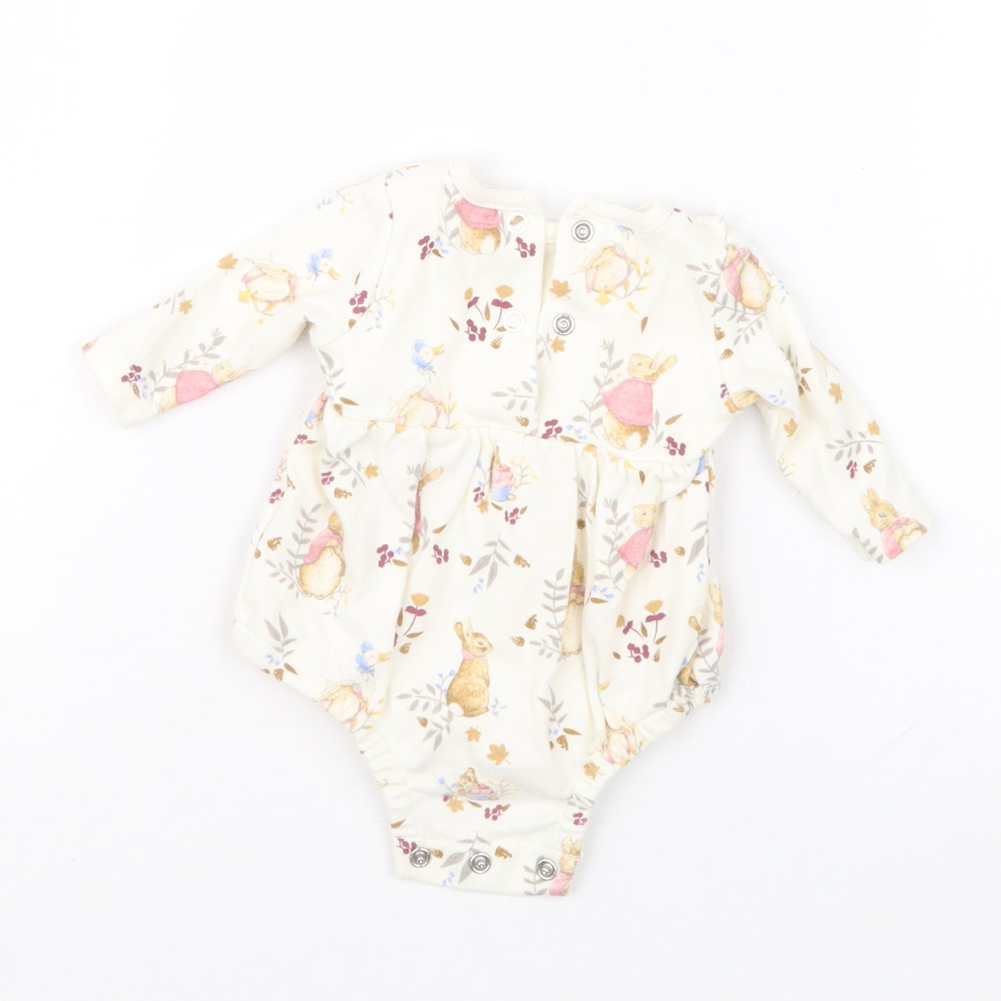 Morrisons Girls Beige Geometric  Babygrow One-Piece Size Newborn  - Peter Rabbit