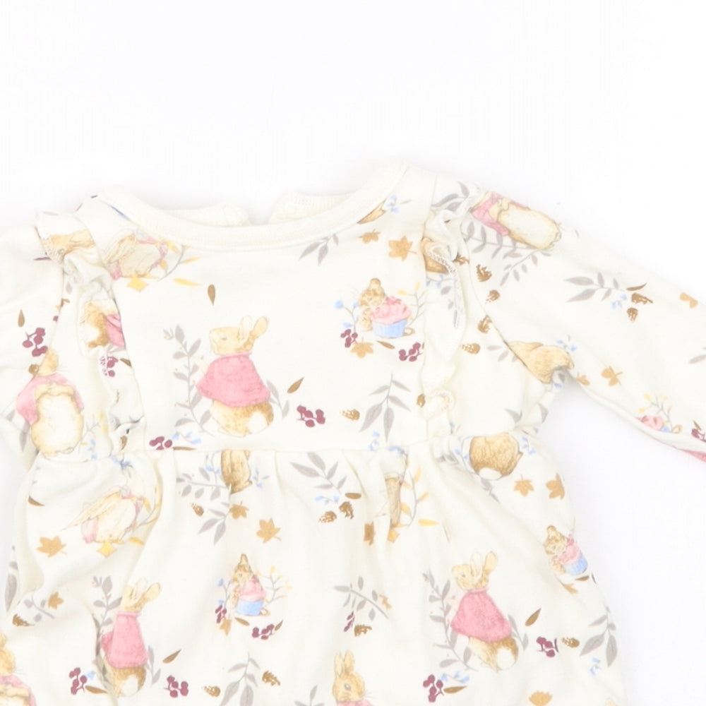 Morrisons Girls Beige Geometric  Babygrow One-Piece Size Newborn  - Peter Rabbit