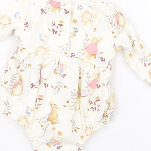 Morrisons Girls Beige Geometric  Babygrow One-Piece Size Newborn  - Peter Rabbit