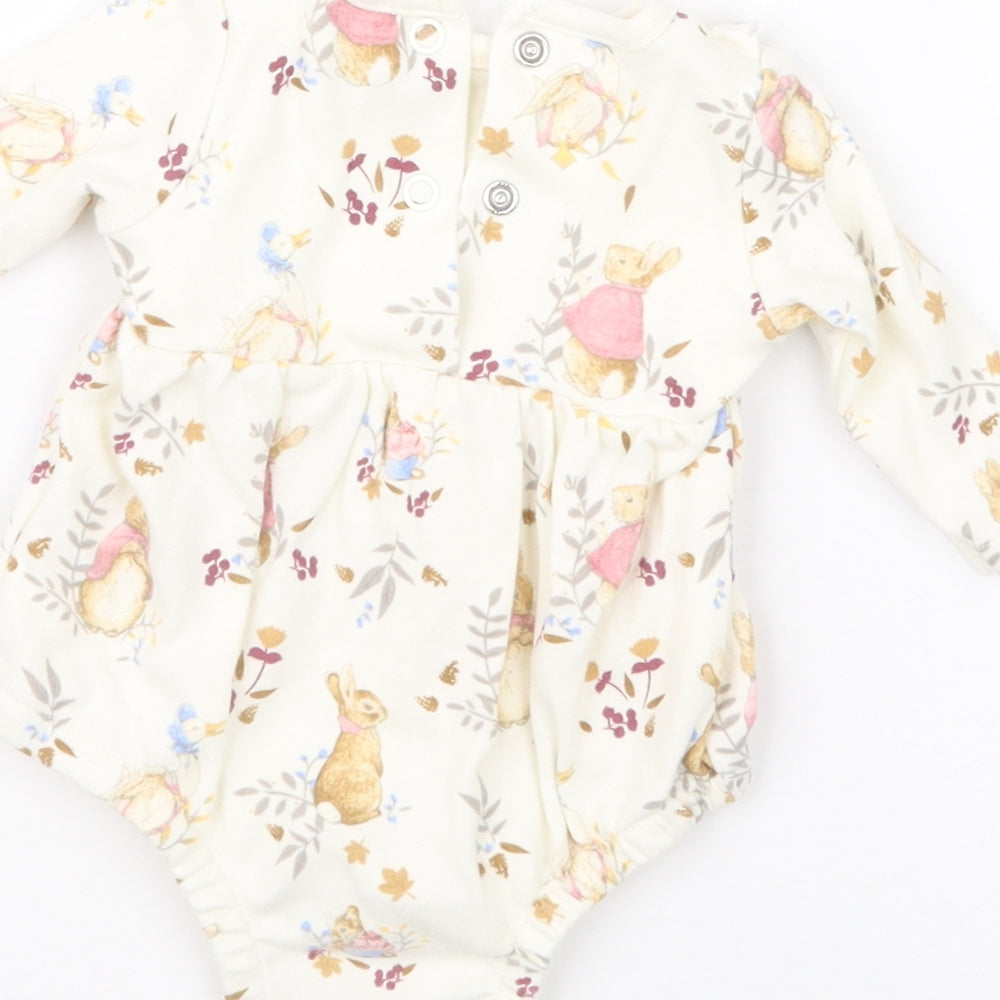Morrisons Girls Beige Geometric  Babygrow One-Piece Size Newborn  - Peter Rabbit