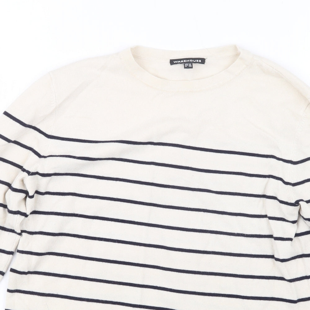 Warehouse Womens Beige Striped  Pullover Jumper Size 12