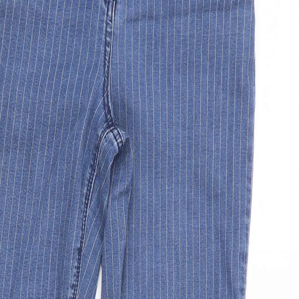 TU Womens Blue Striped Denim Straight Jeans Size 10 L30 in