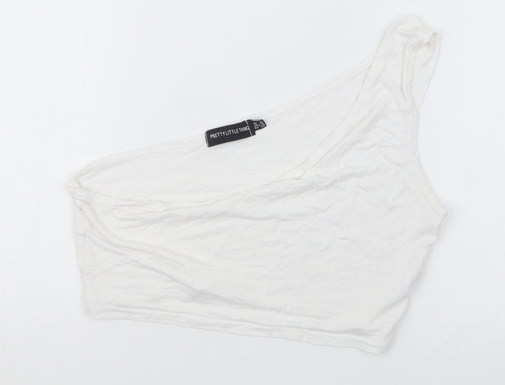 PRETTYLITTLETHING Womens White   Cropped T-Shirt Size 10