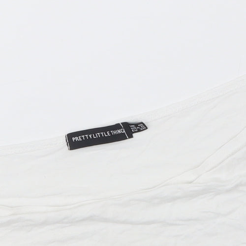 PRETTYLITTLETHING Womens White   Cropped T-Shirt Size 10