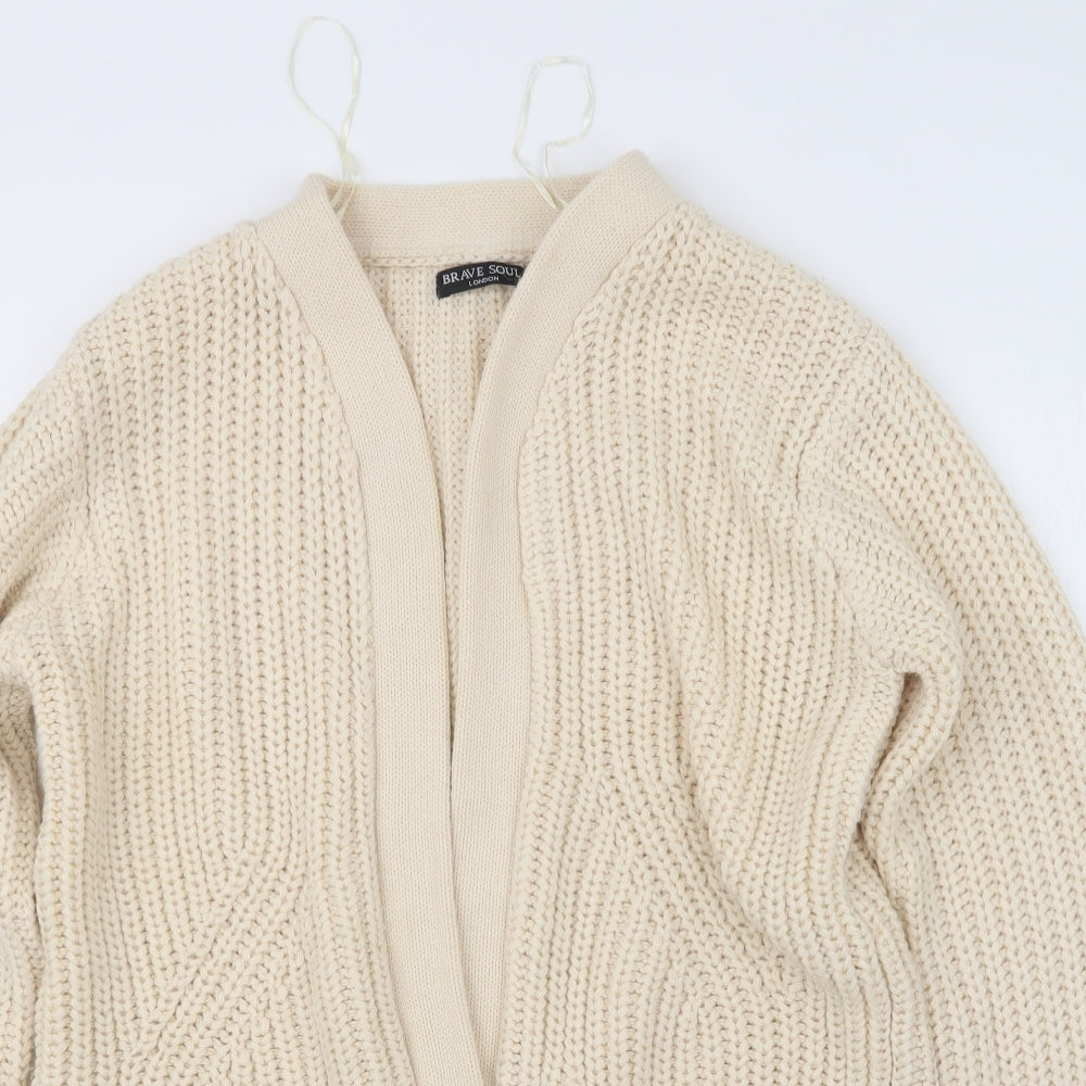 Brave Soul Womens Beige  Knit Cardigan Jumper Size M