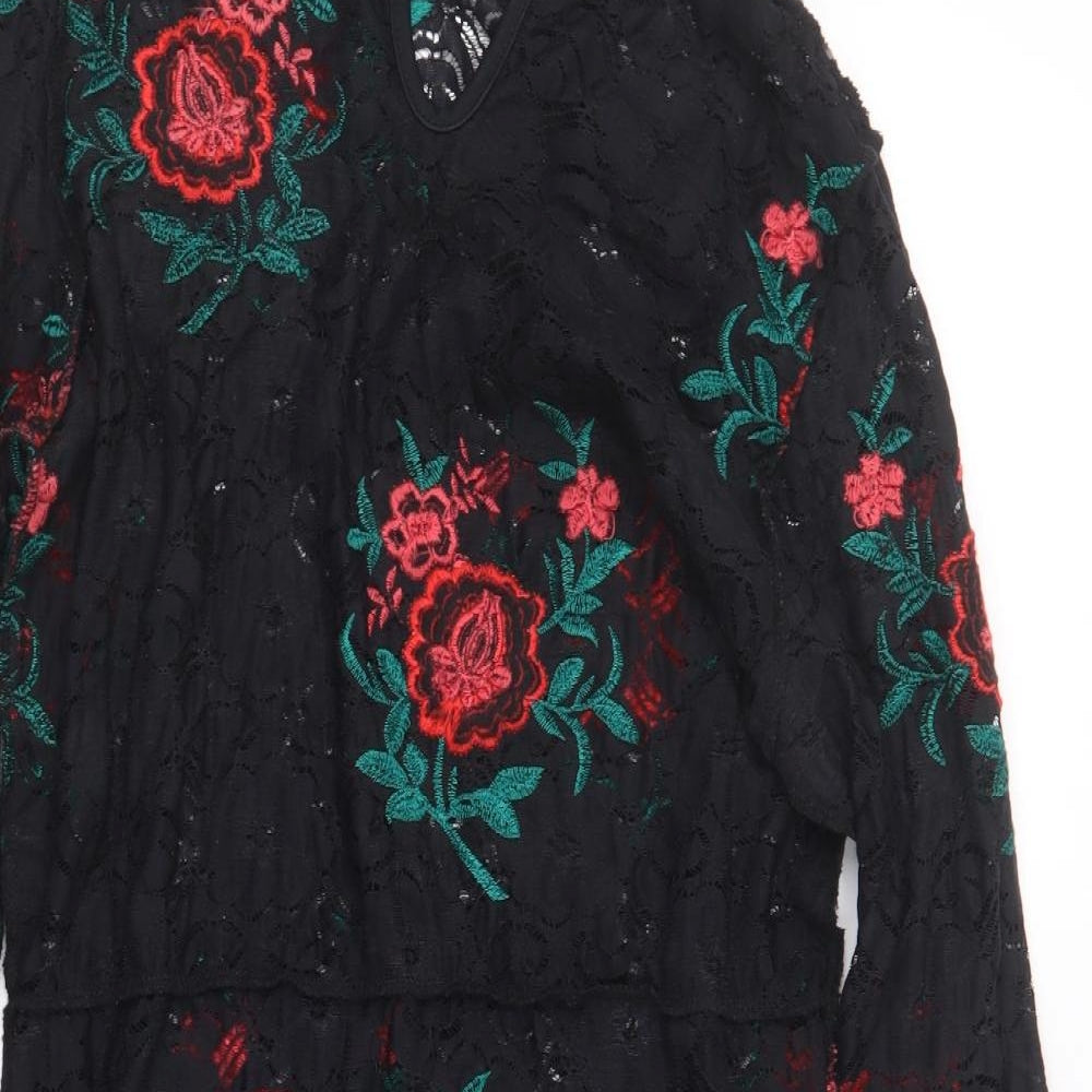 River Island Womens Black  Lace T-Shirt Dress  Size 14