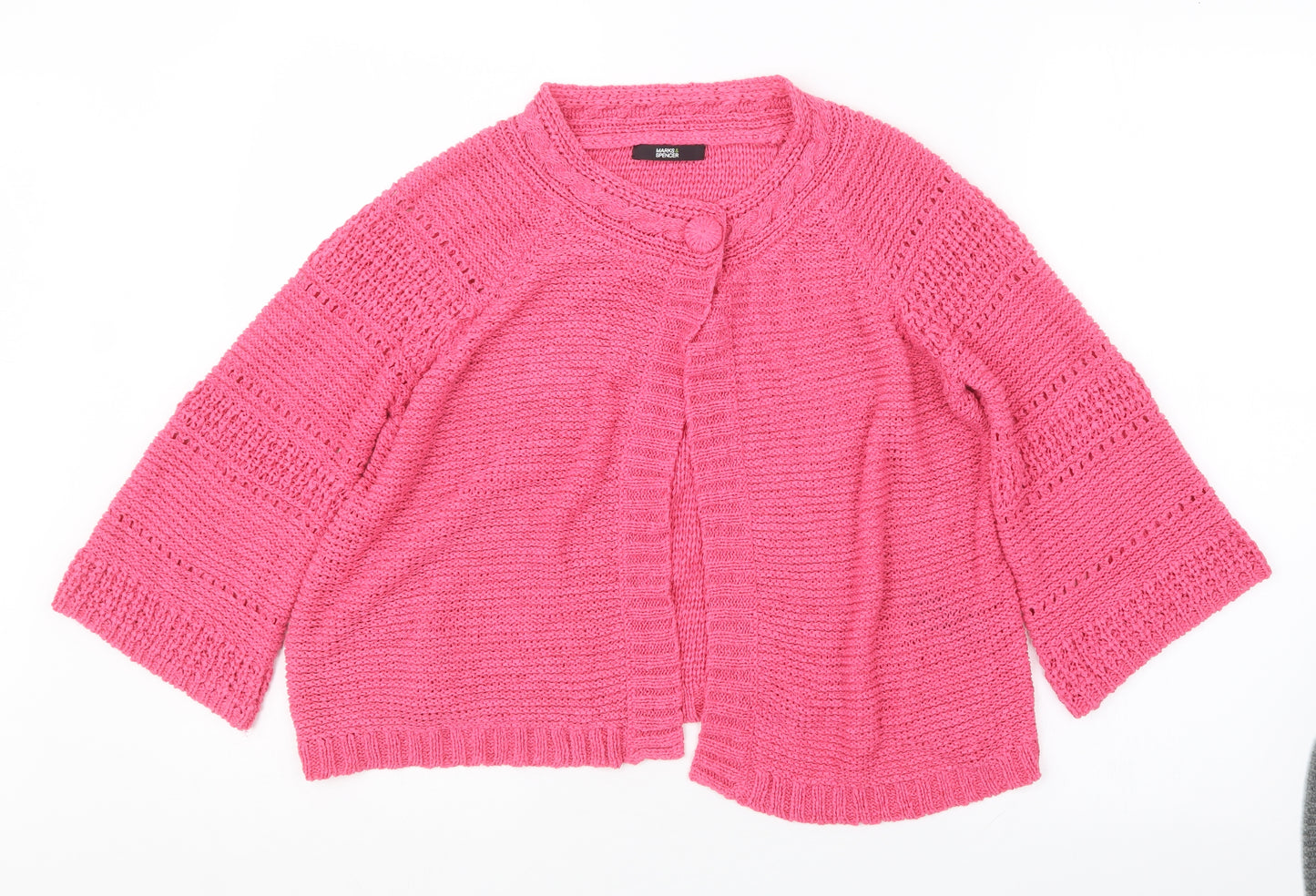 Marks and Spencer Womens Pink  Knit Cardigan Jumper Size 14