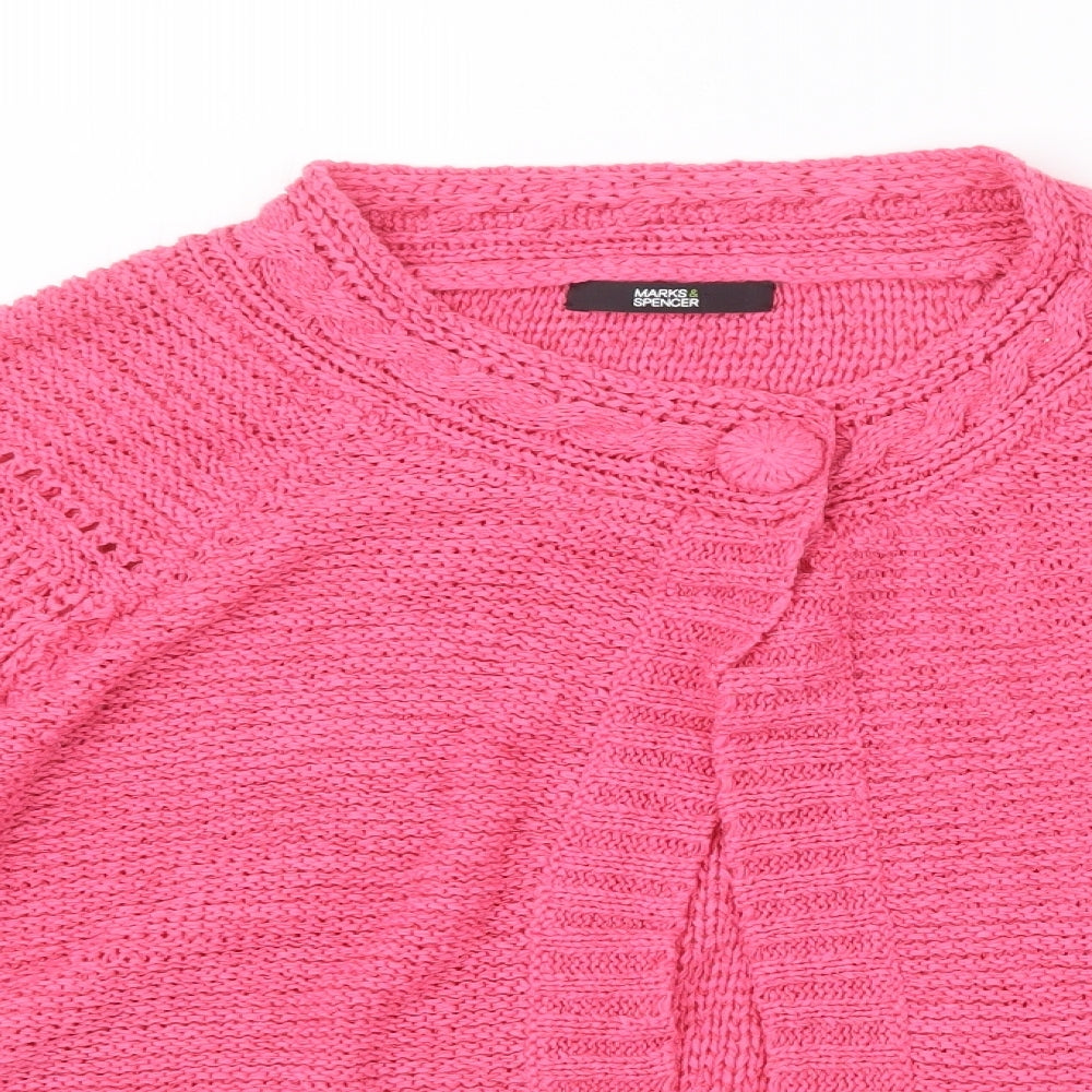 Marks and Spencer Womens Pink  Knit Cardigan Jumper Size 14