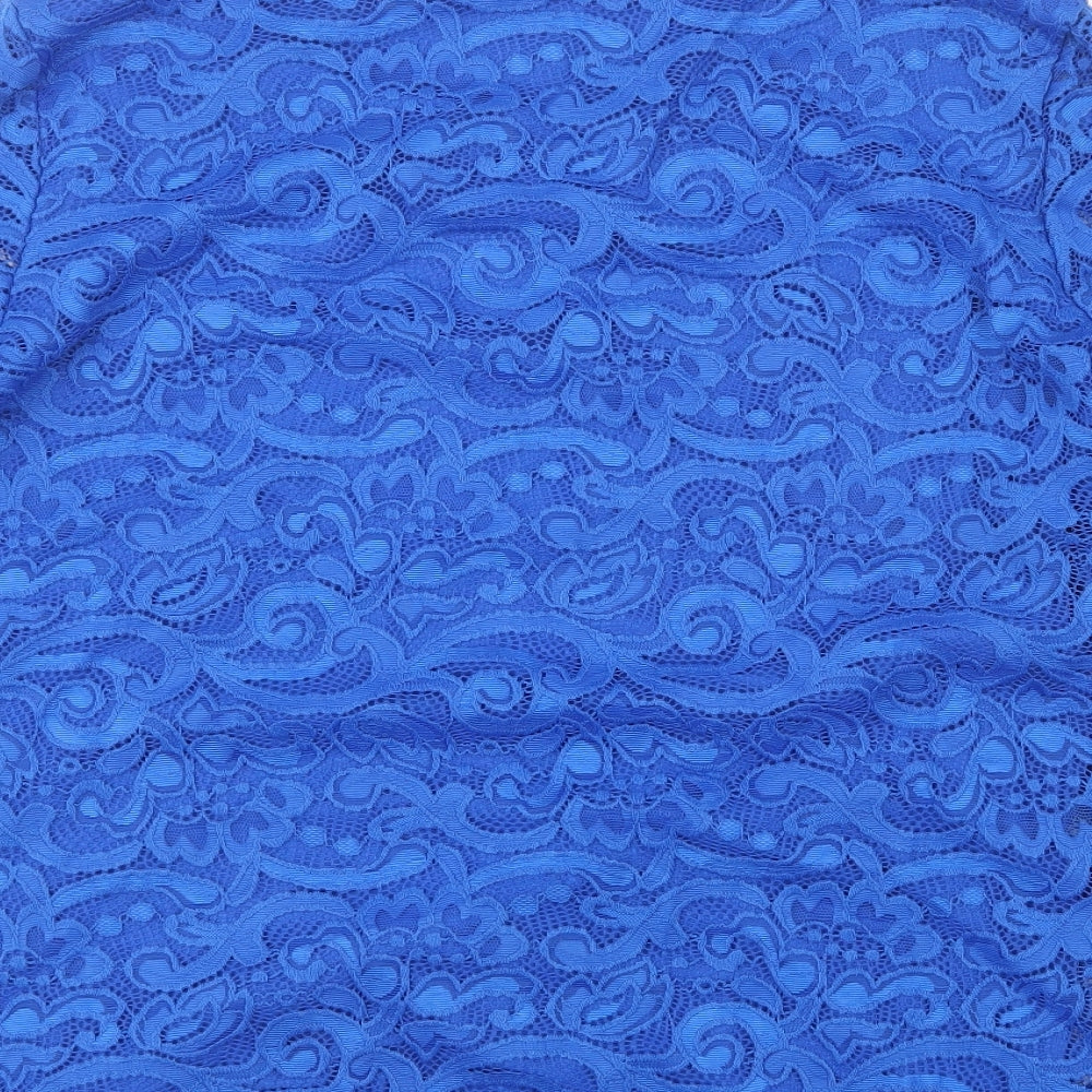 Marks and Spencer Womens Blue  Lace Basic Blouse Size 14