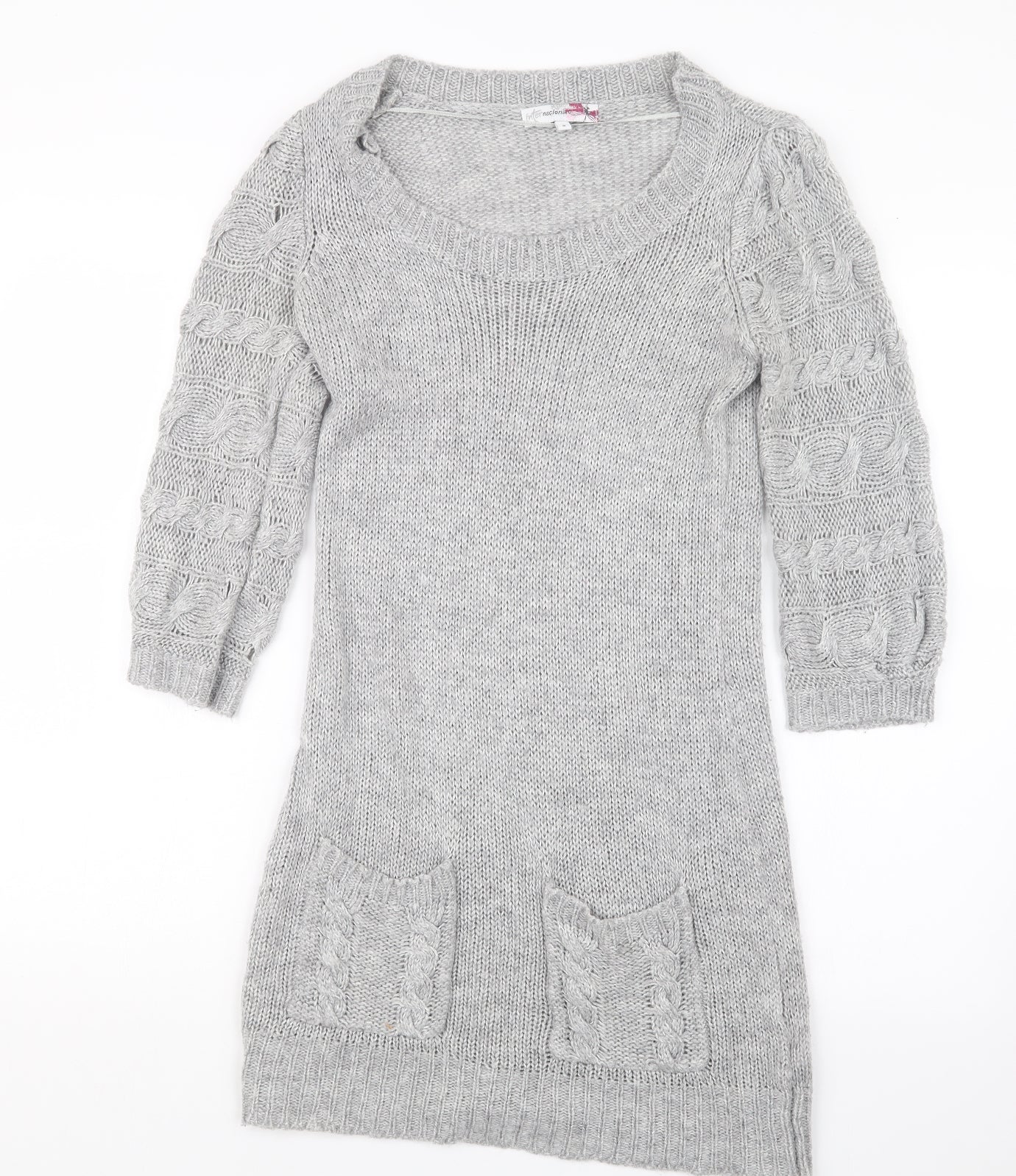 Internacionale Womens Grey  Knit Jumper Dress  Size 8