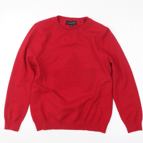 Paramour Womens Red  Knit Pullover Jumper Size M
