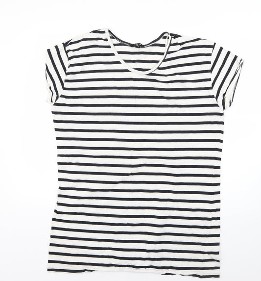 Front view of Miso women’s multicoloured striped basic t-shirt, size UK 14