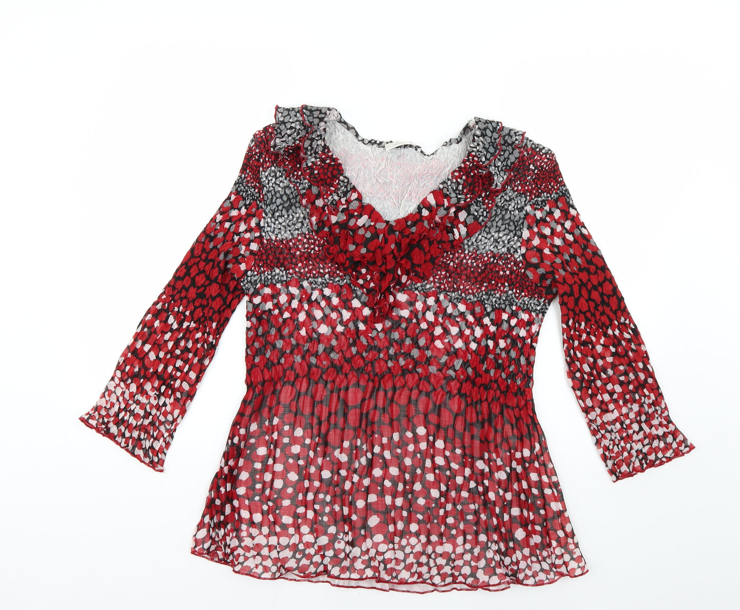 Windsmoor Womens Red Geometric  Basic T-Shirt Size L