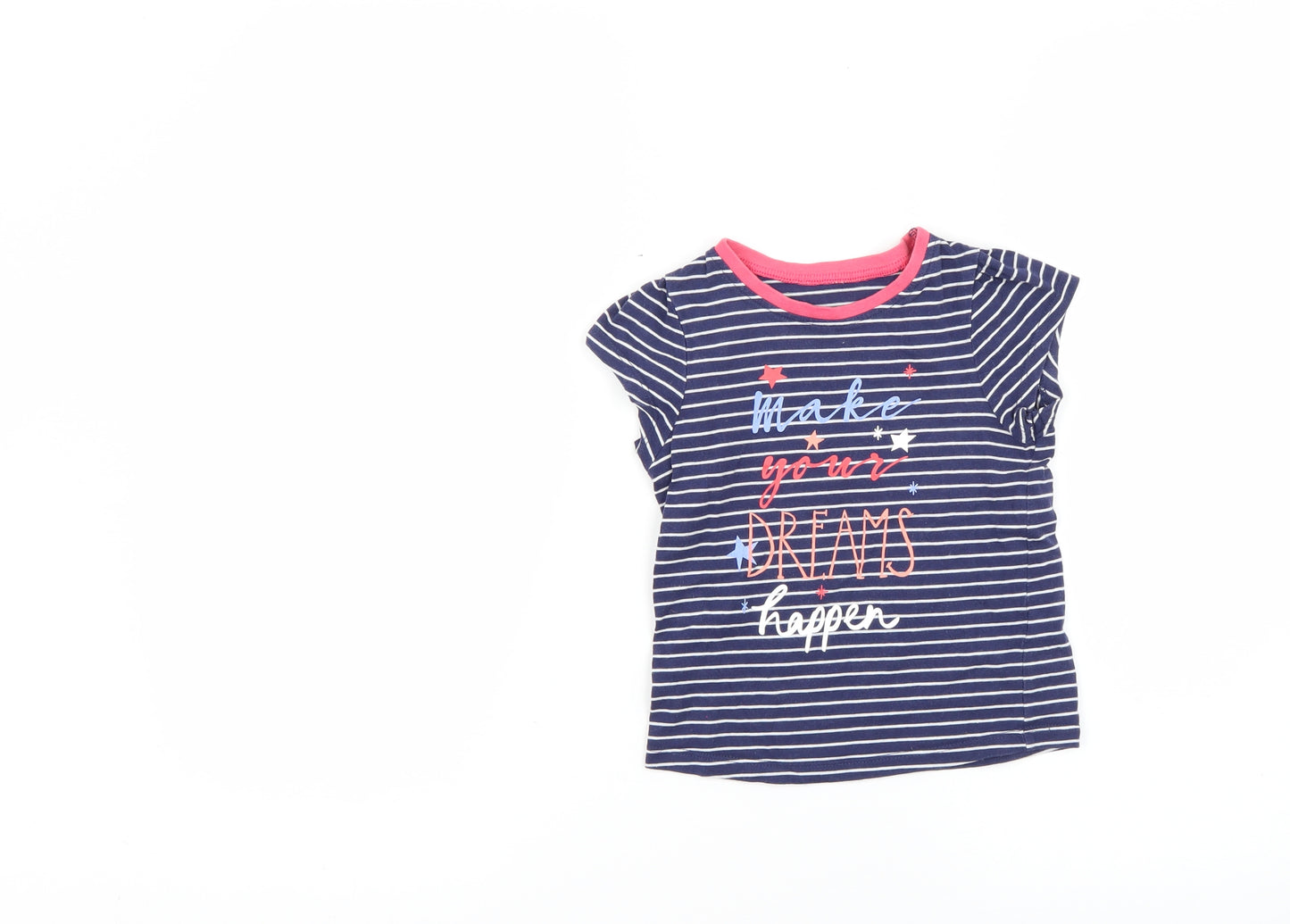 George Girls Blue Striped  Basic T-Shirt Size 2-3 Years