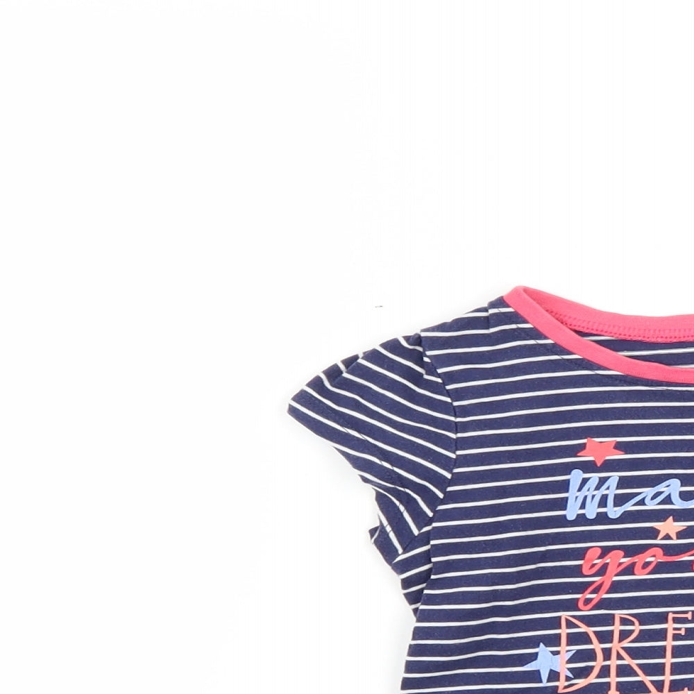 George Girls Blue Striped  Basic T-Shirt Size 2-3 Years