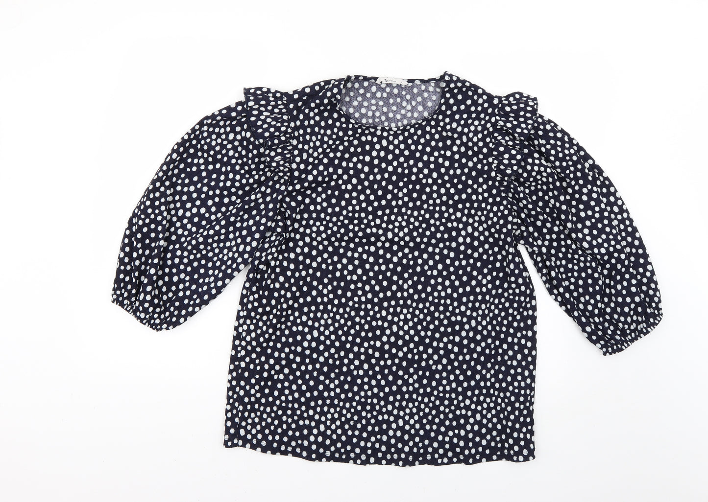 TU Womens Blue Polka Dot  Basic Blouse Size 18