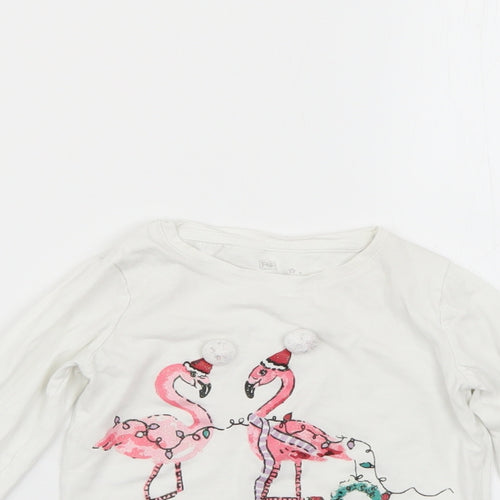 F&F Girls White Geometric  Basic T-Shirt Size 2-3 Years