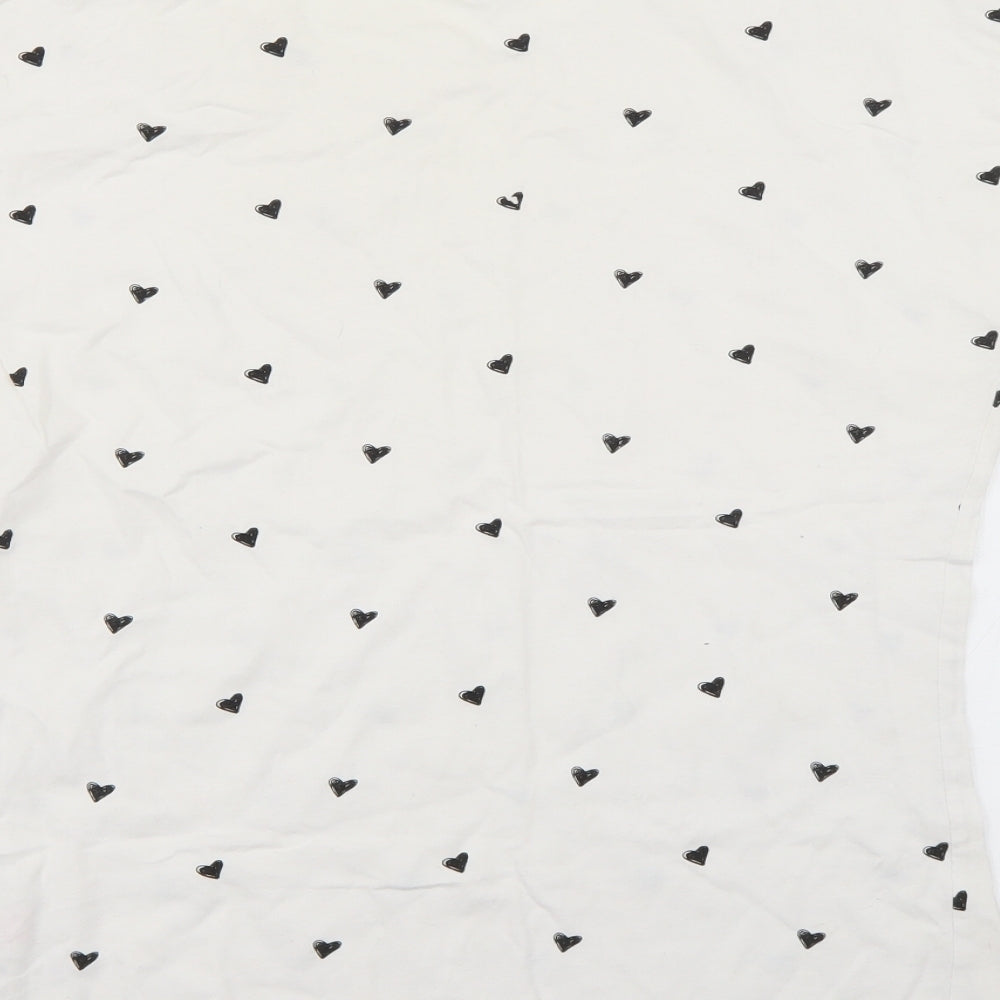 Miso Womens White Geometric  Basic T-Shirt Size 16