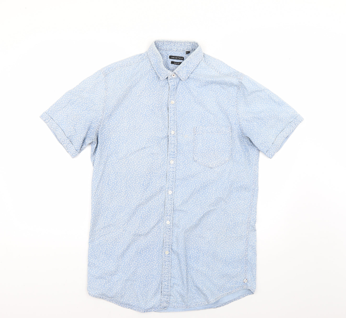 Industrie Mens Blue Floral   Button-Up Size M