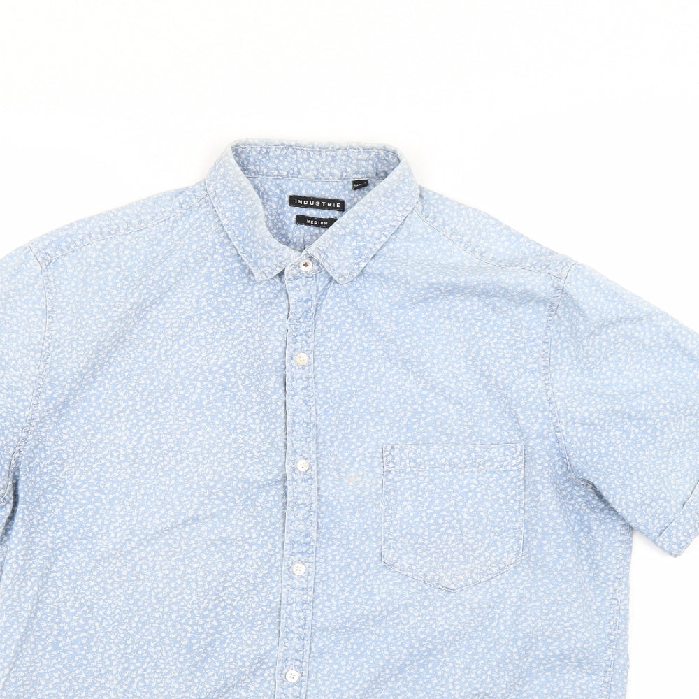 Industrie Mens Blue Floral   Button-Up Size M