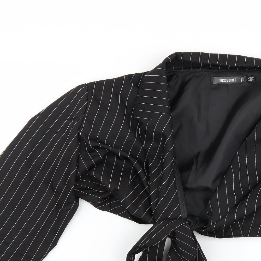 Missguided Womens Multicoloured Striped  Overcoat Coat Size 16