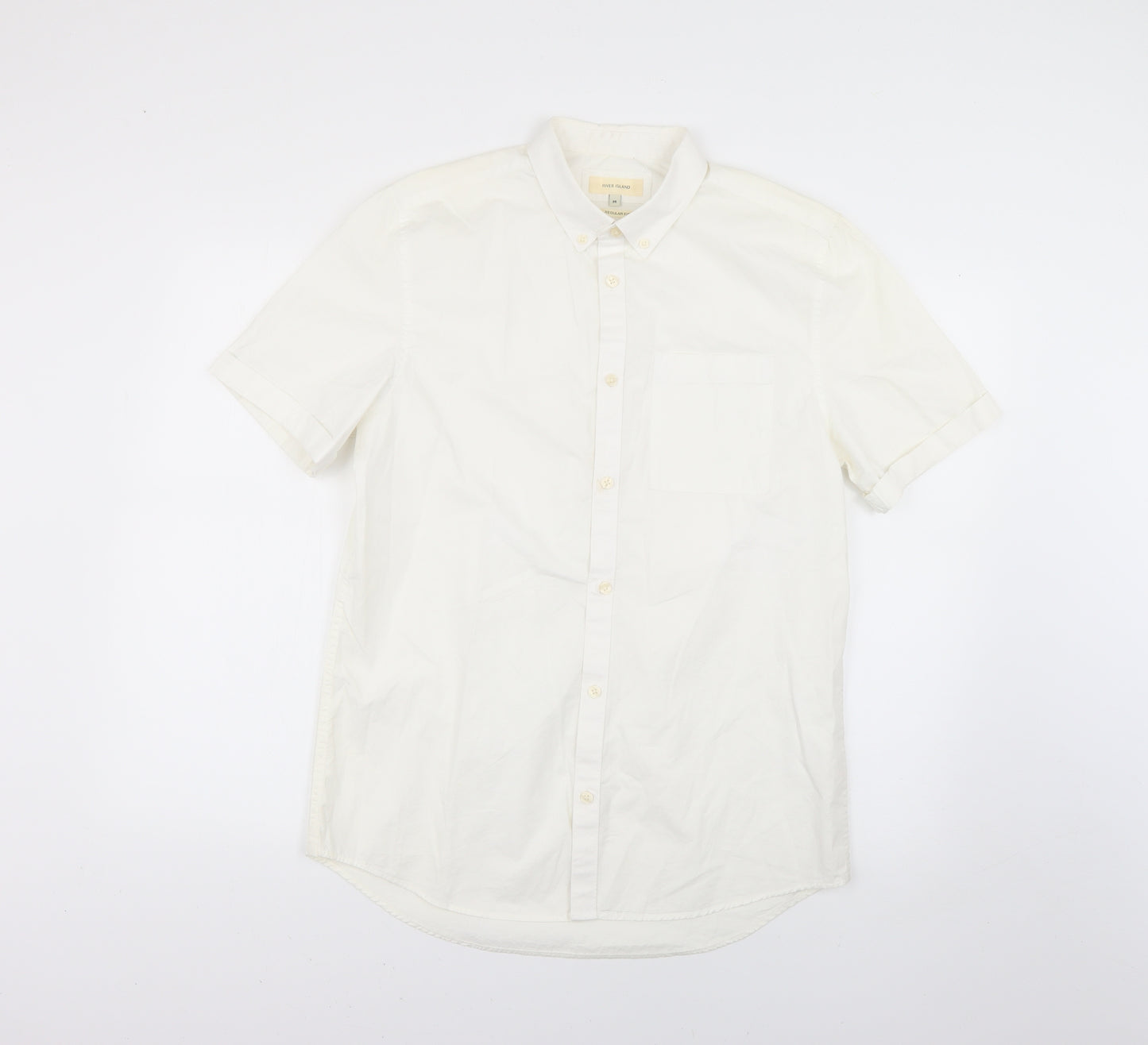 River Island Mens White    Dress Shirt Size M