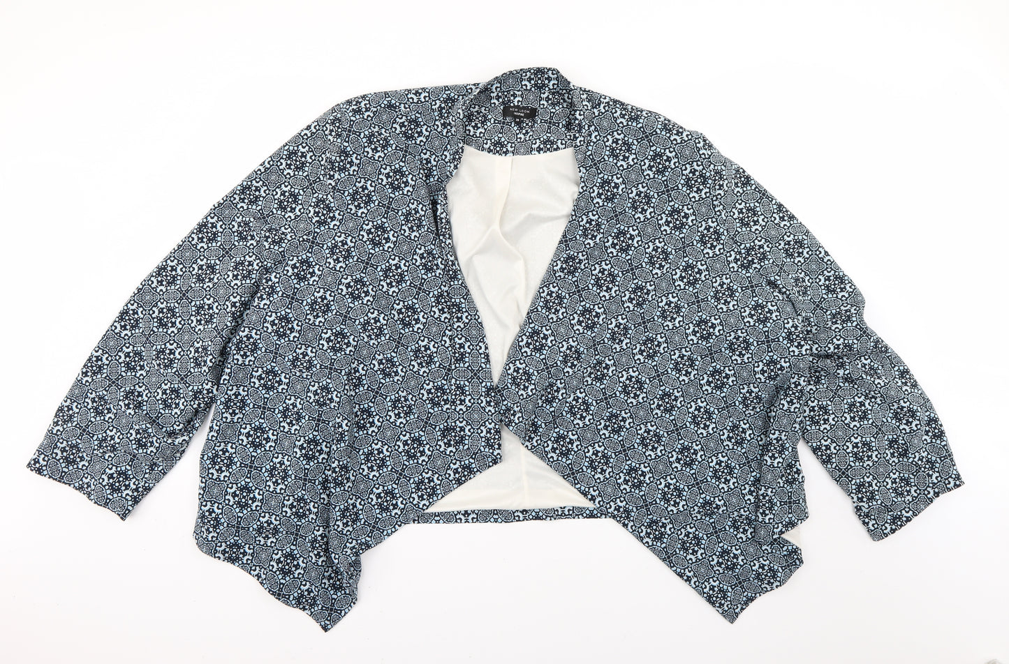New Look Womens Multicoloured Geometric  Overcoat Blazer Size 28