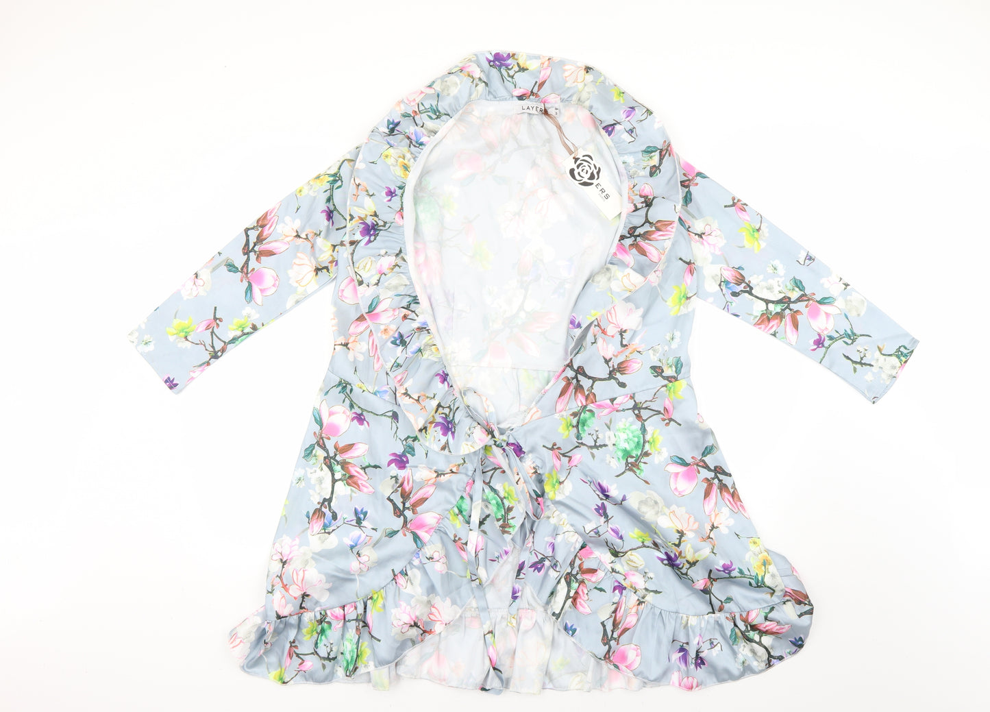 layered Womens Multicoloured Floral  Wrap Dress  Size M