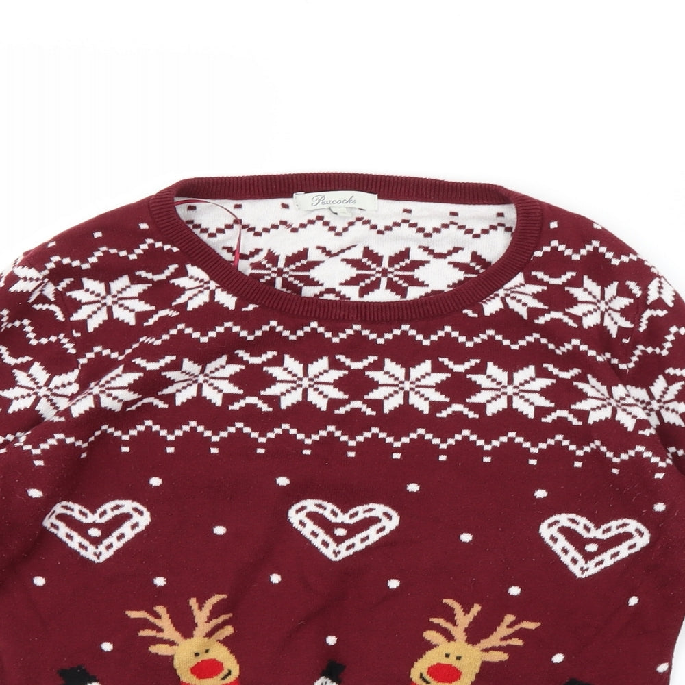 Peacocks Womens Purple   Pullover Jumper Size 12  - Christmas jumper