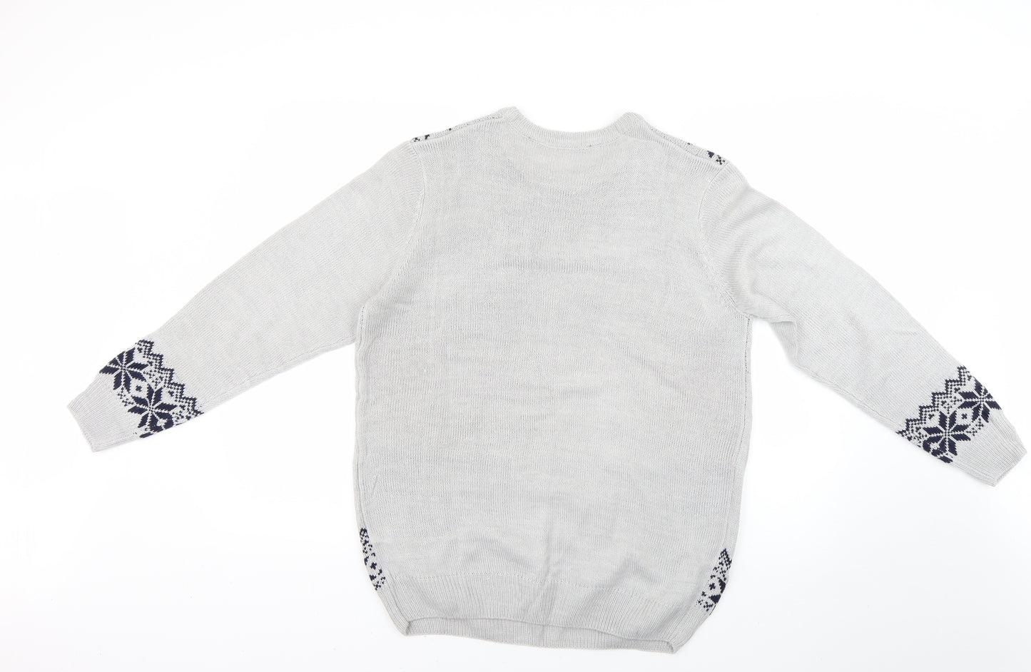 Avenue Mens Grey Geometric  Pullover Jumper Size M  - Christmas
