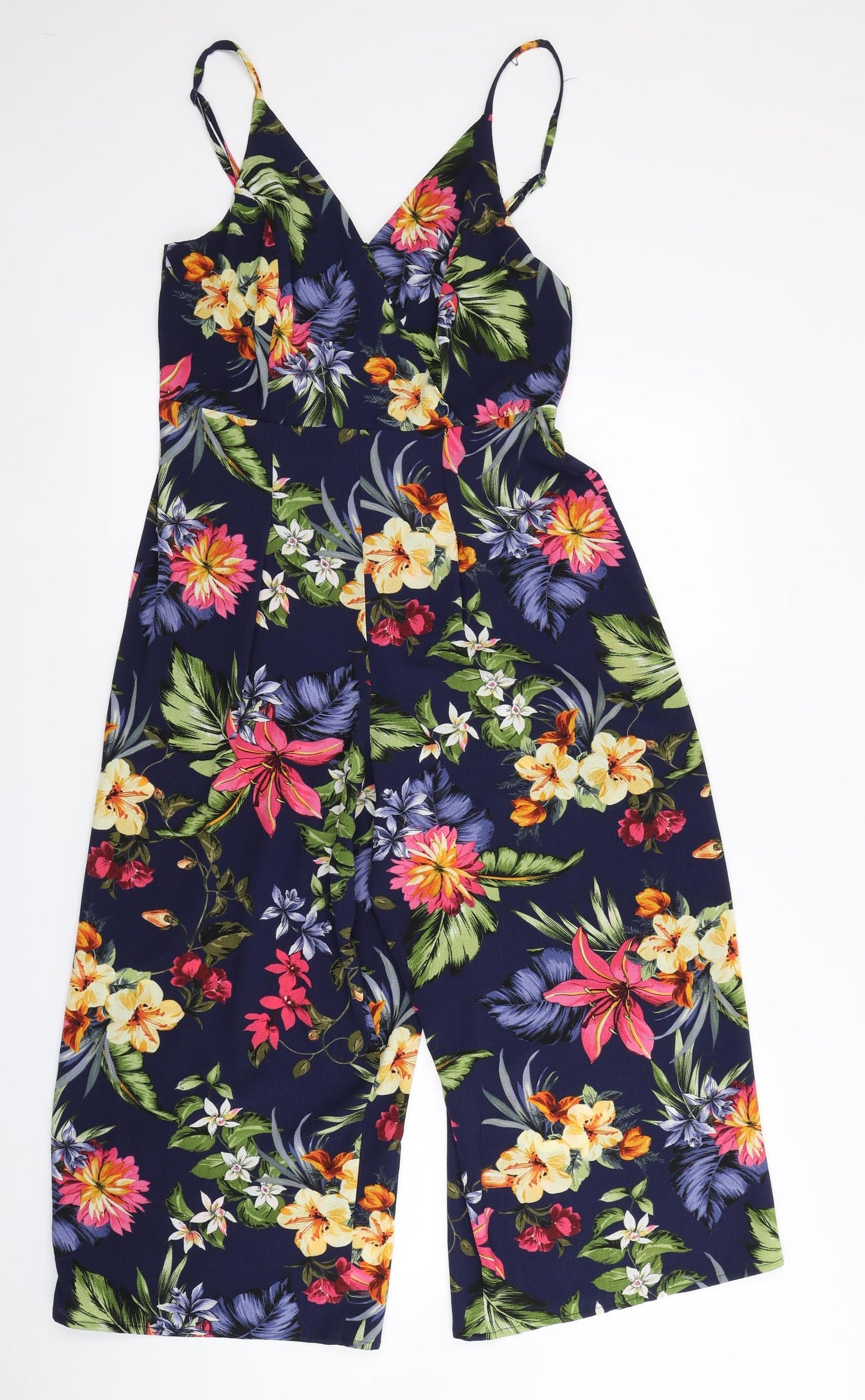 F&F Womens Blue Floral  Playsuit One-Piece Size 10 L18 in