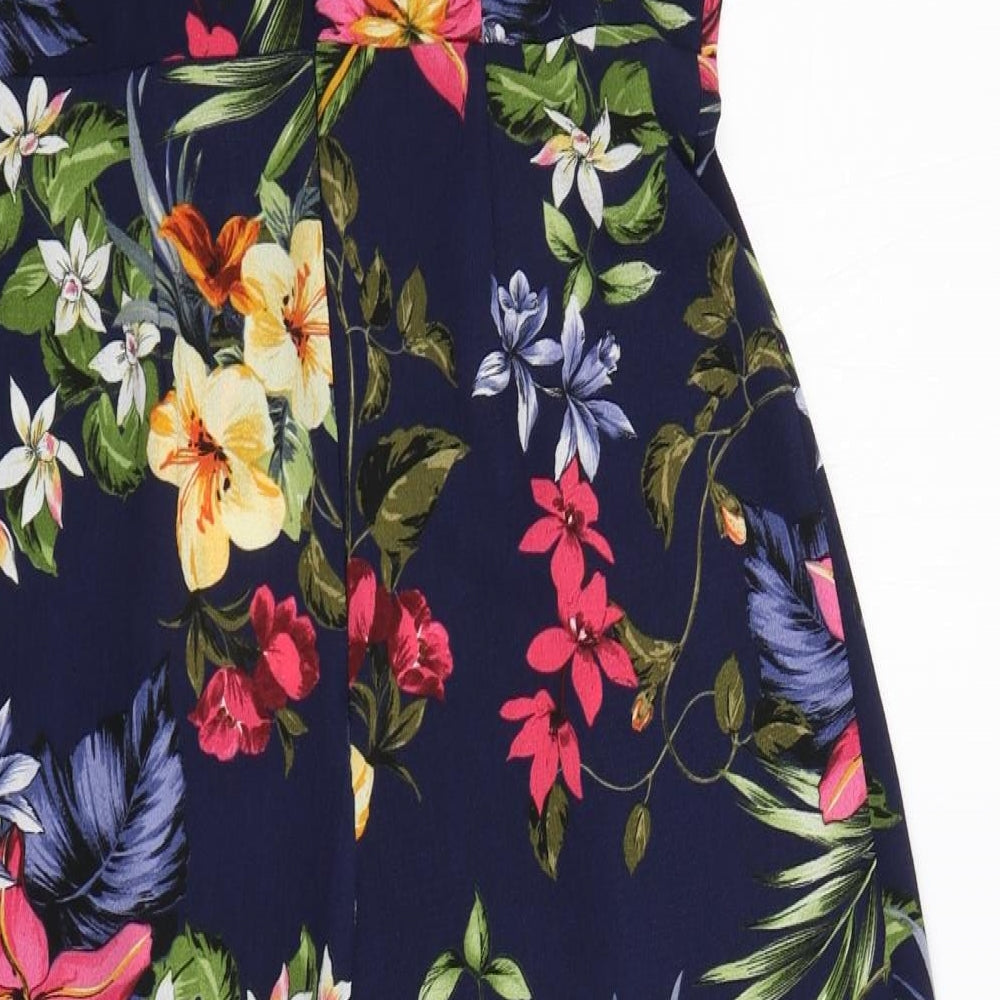 F&F Womens Blue Floral  Playsuit One-Piece Size 10 L18 in