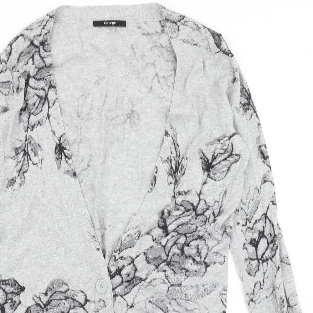 George Womens Grey Floral Knit Cardigan Jumper Size 10