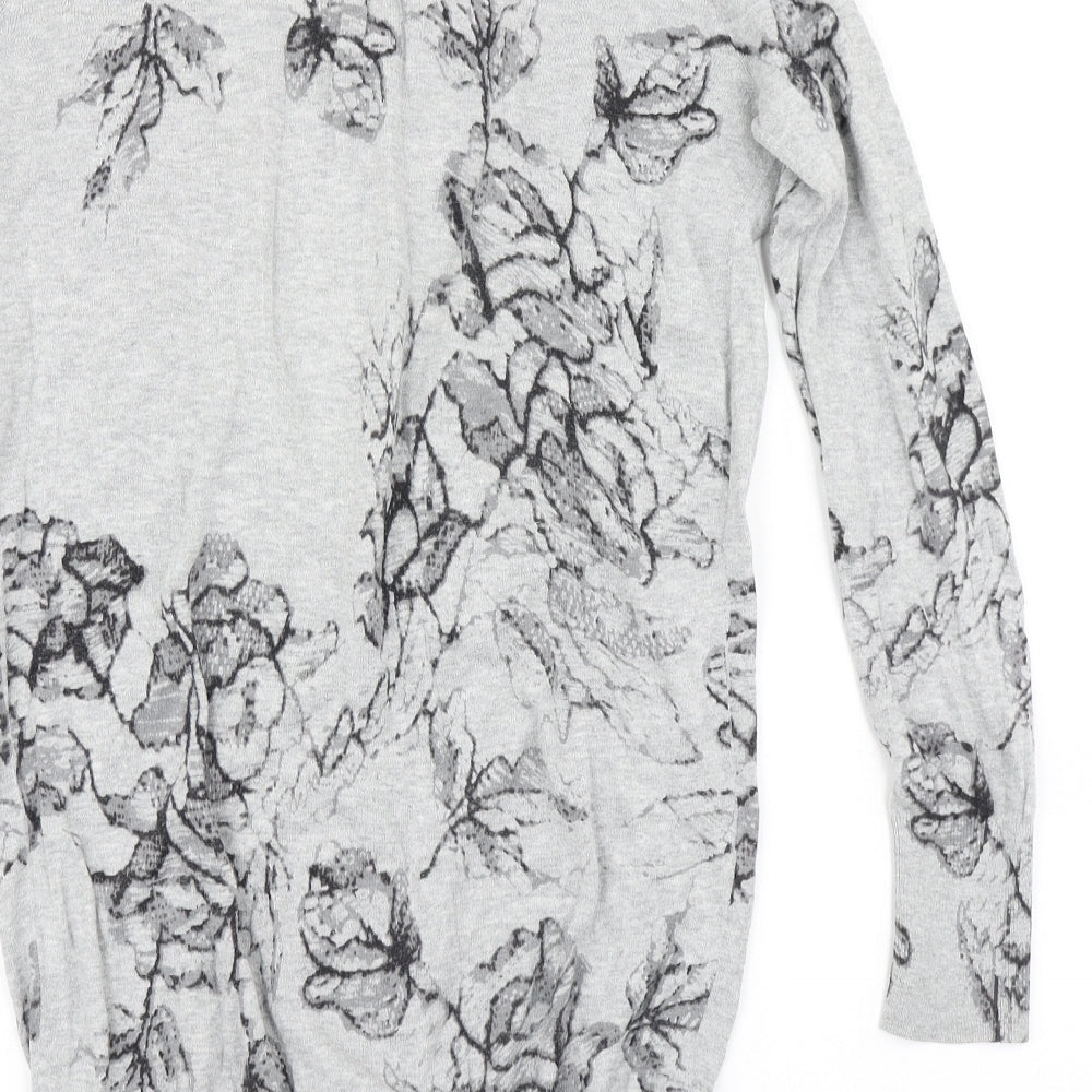 George Womens Grey Floral Knit Cardigan Jumper Size 10