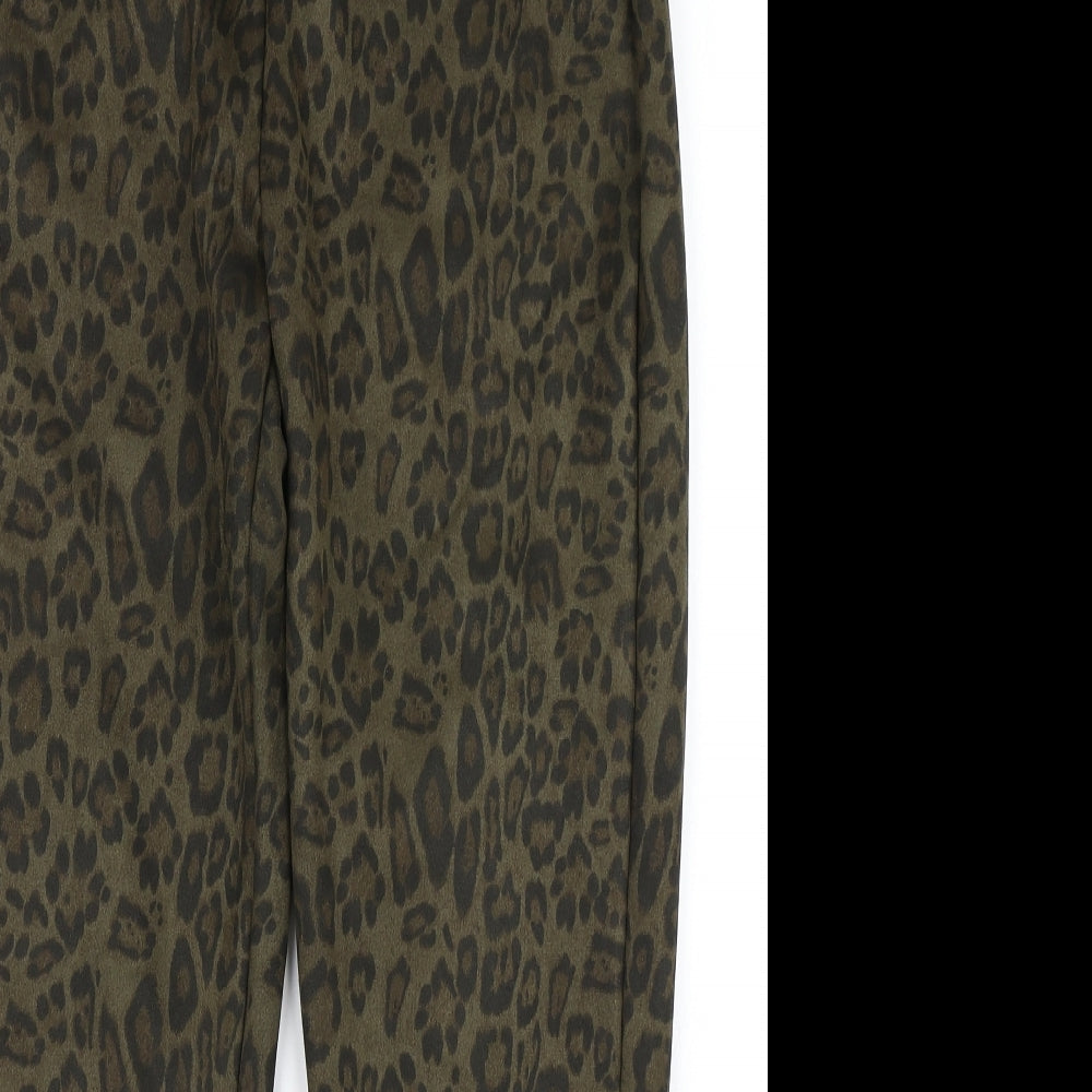Zara Womens Green Animal Print  Dress Pants Trousers Size XL L25 in