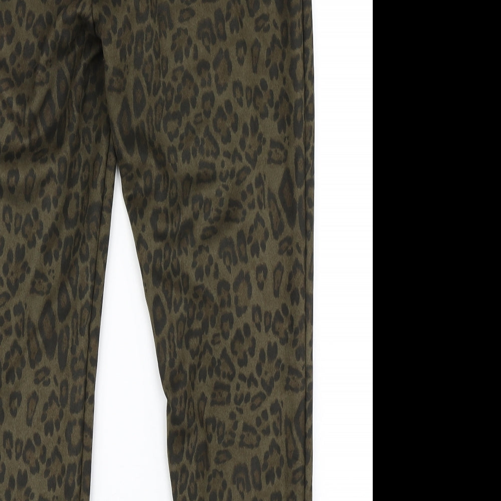 Zara Womens Green Animal Print  Dress Pants Trousers Size XL L25 in