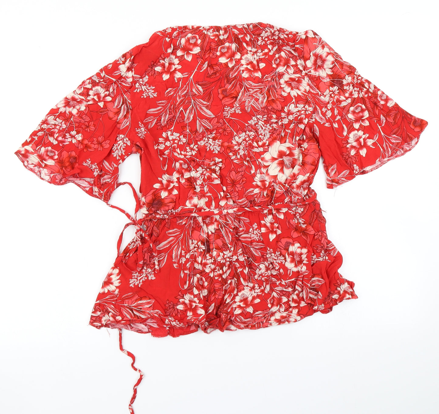 River Island Womens Red Floral  Wrap Blouse Size 10