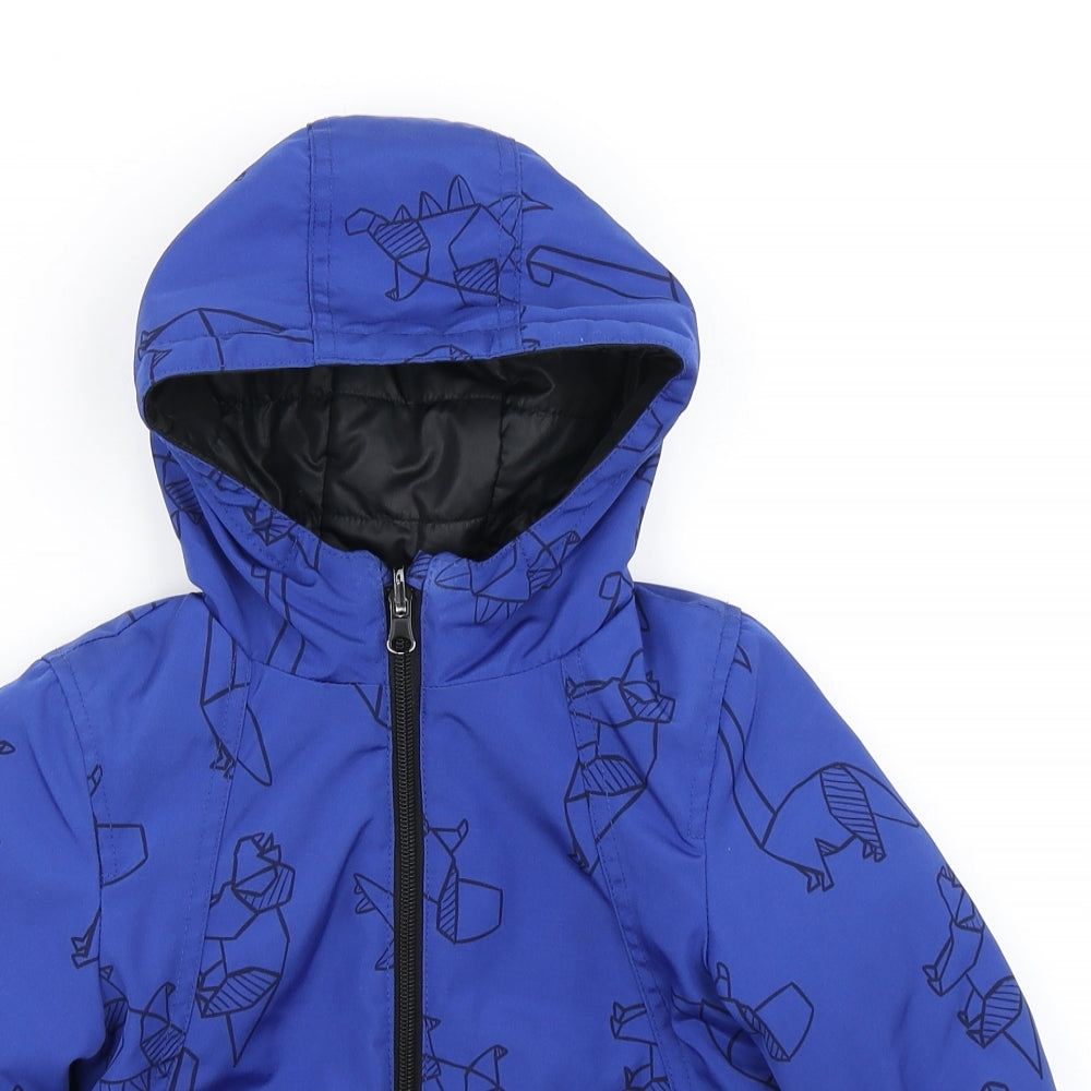 George Boys Blue   Parka Coat Size 12-18 Months  - Dinosaur Print