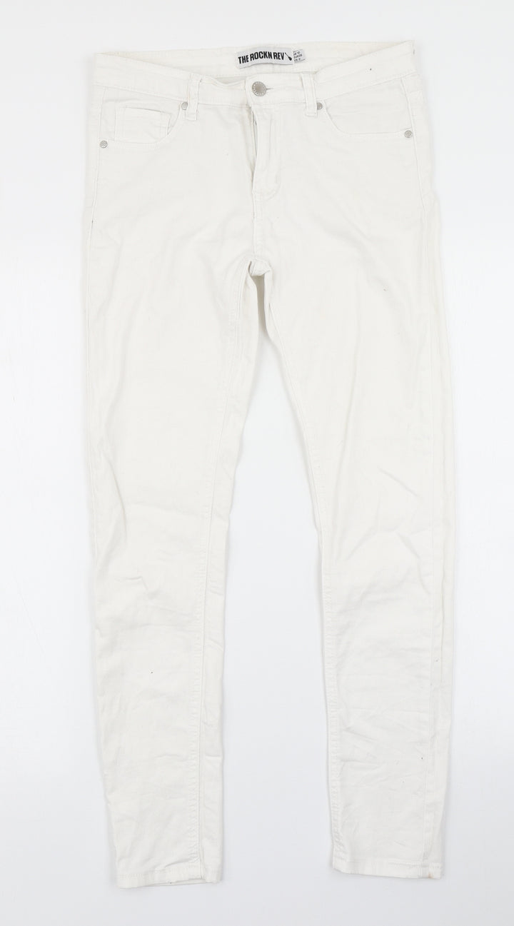 The Rockn Rev Womens White  Denim Skinny Jeans Size 10 L28 in