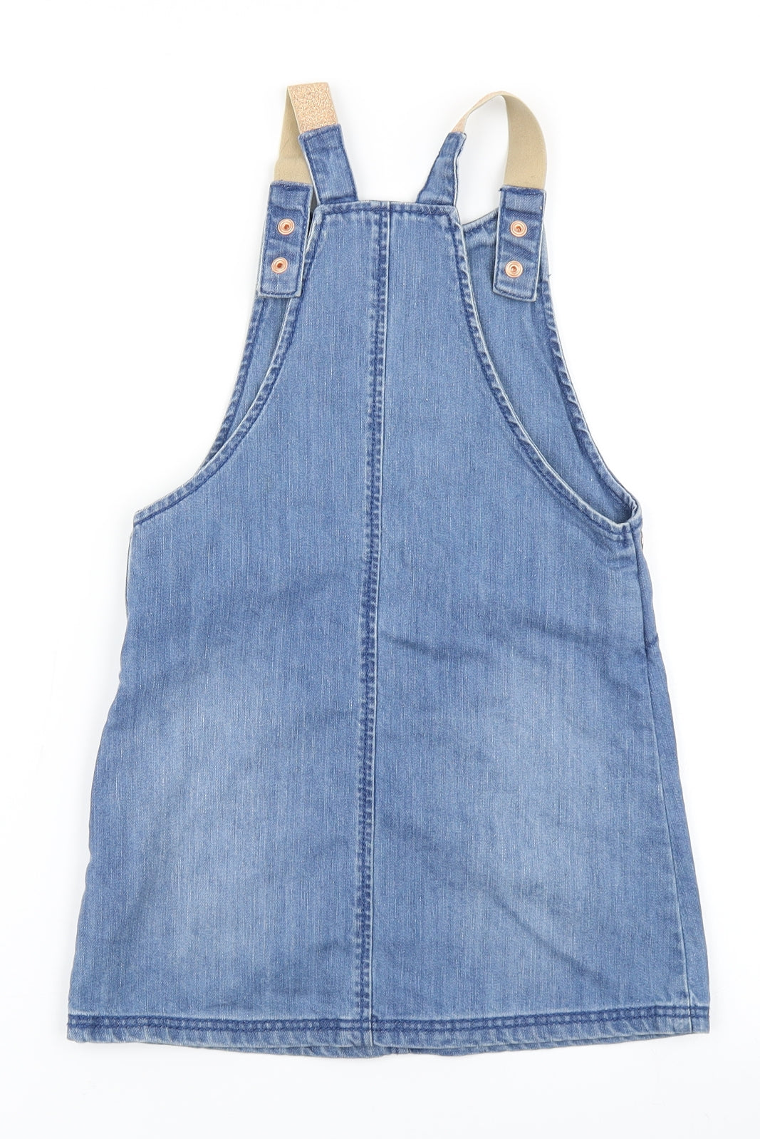 George Girls Blue  Denim Pinafore/Dungaree Dress  Size 5-6 Years  - Frozen
