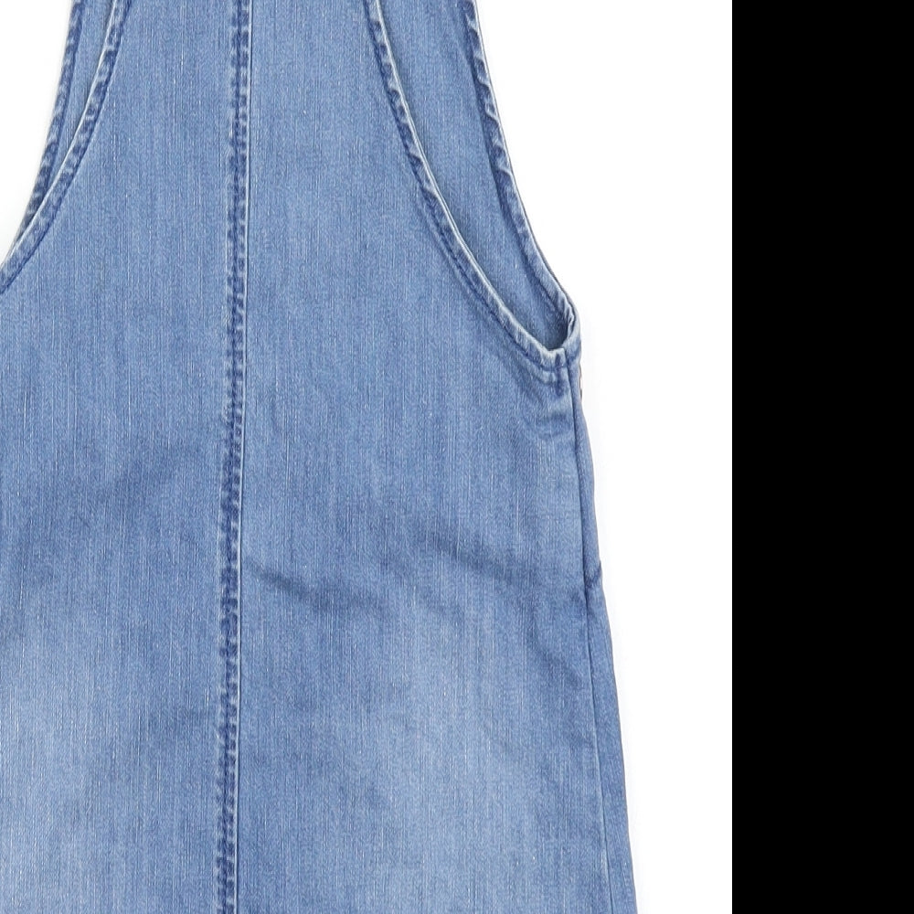George Girls Blue  Denim Pinafore/Dungaree Dress  Size 5-6 Years  - Frozen