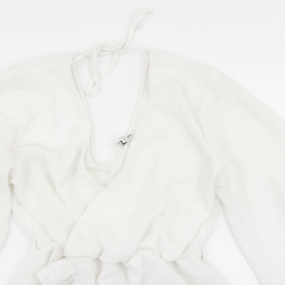 River Island Womens White   Wrap Blouse Size 10