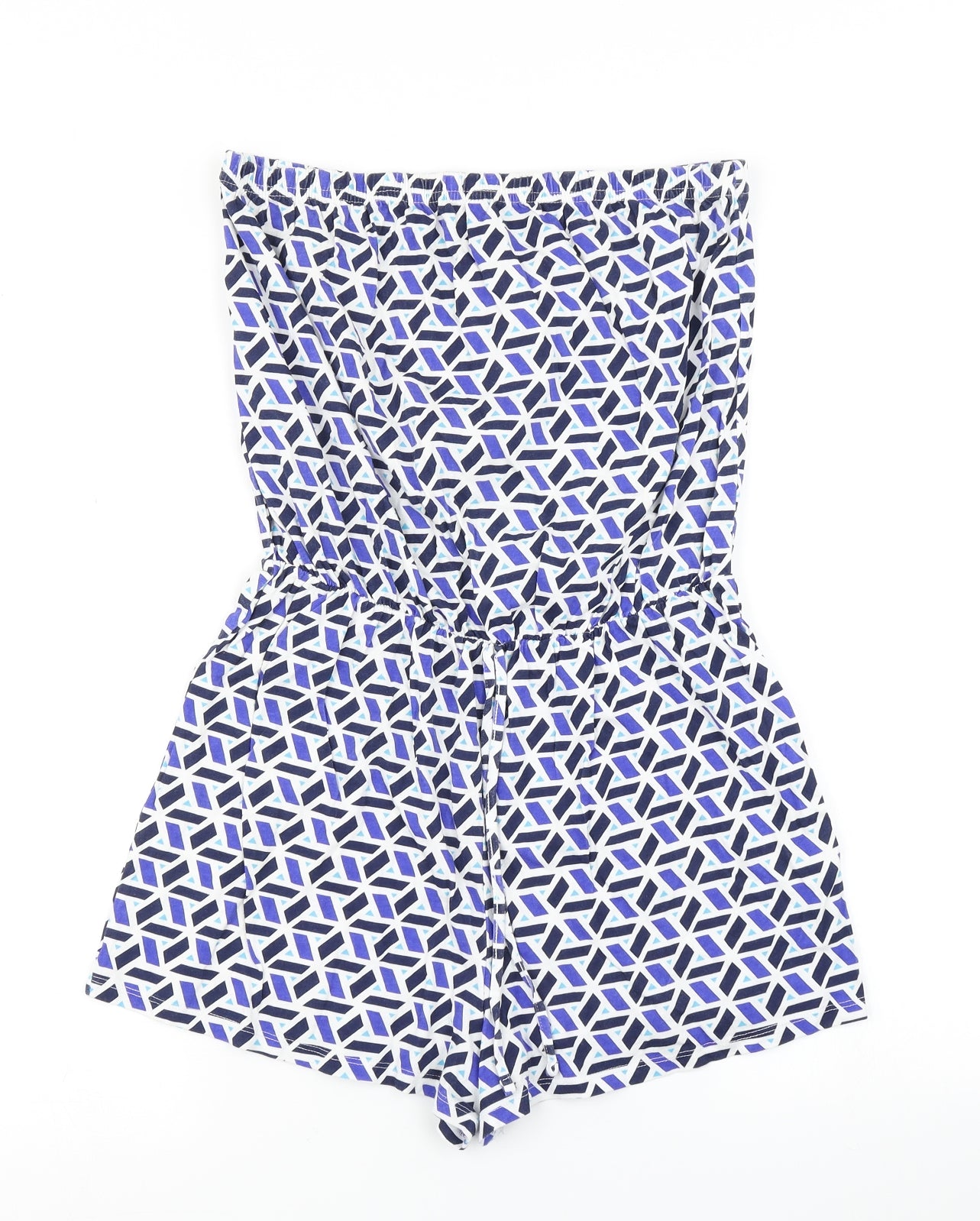 Matalan Womens Blue Geometric  Playsuit One-Piece Size M  - Bandeau