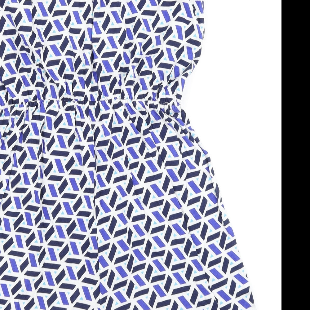 Matalan Womens Blue Geometric  Playsuit One-Piece Size M  - Bandeau