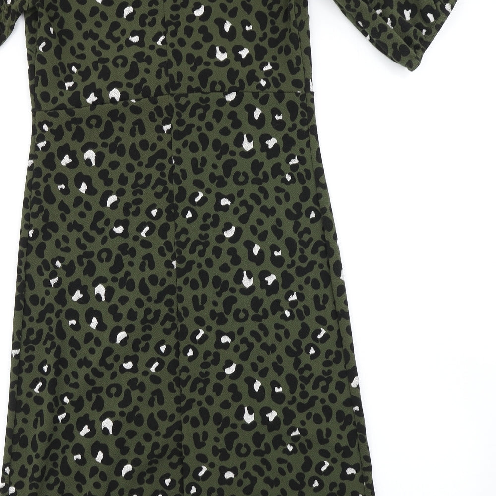 Boohoo Womens Green Animal Print  Mermaid  Size 10